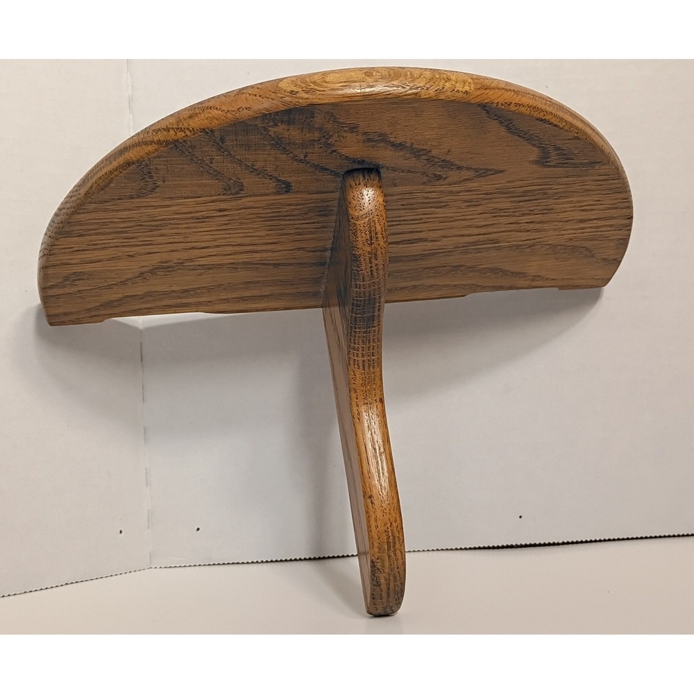 Vintage Solid Oak Half Circle Wall Shelf Sconce MCM Trinket Display 5.75 x9.75" - Picture 5 of 9